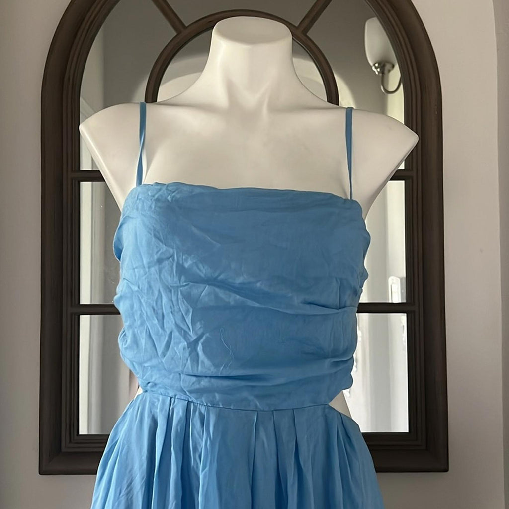 Rebecca Taylor Wrap Back Maxi Dress in Azul Blue, NWT, Size 16, Retail $525