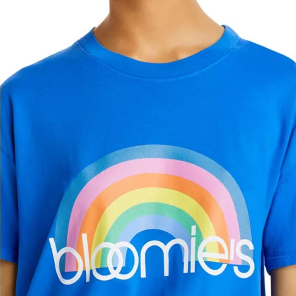 Bloomie's Unisex Rainbow Logo Tee in Lapis/Blue, Size L NEW w/Tag