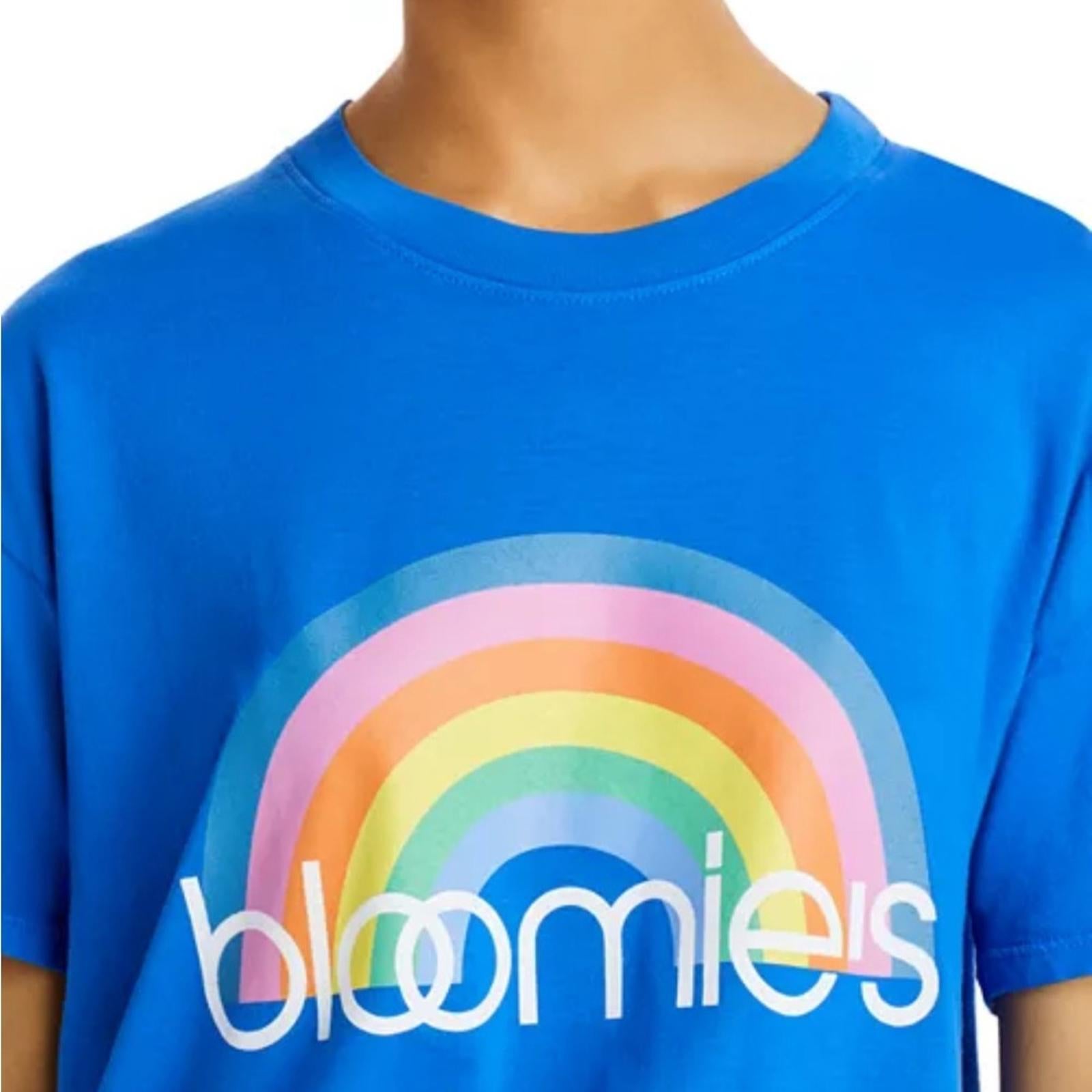 Bloomie's Unisex Rainbow Logo Tee in Lapis/Blue, Size L NEW w/Tag