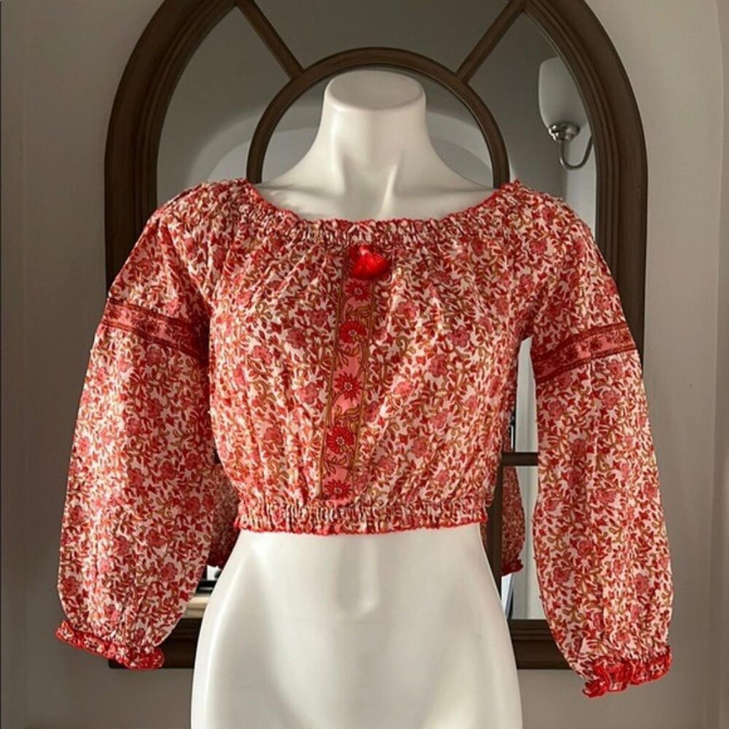 Poupette St. Barth Nana Off the Shoulder Top, Size S NEW w/Tag $140