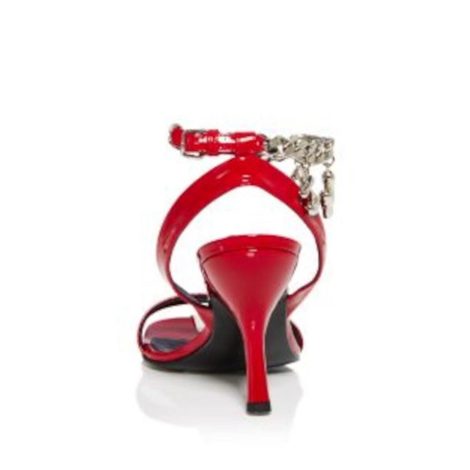JW Anderson Chain Ankle Strap High Heel Sandals in Red, Size 37.5 New in Box