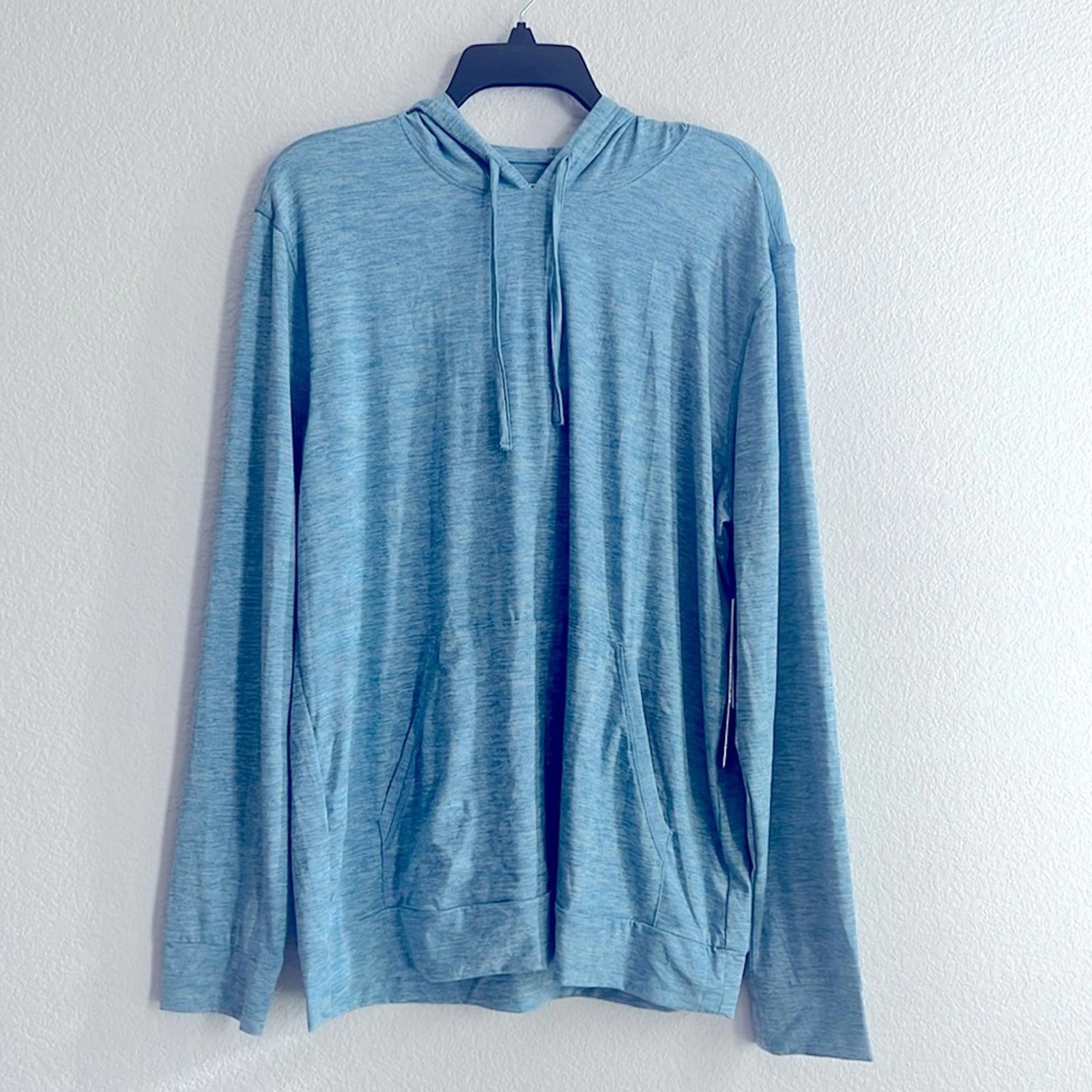 32 Degrees Men's Cool Long Sleeve Hooded T-Shirt in Heather Blue, NWT, Size L