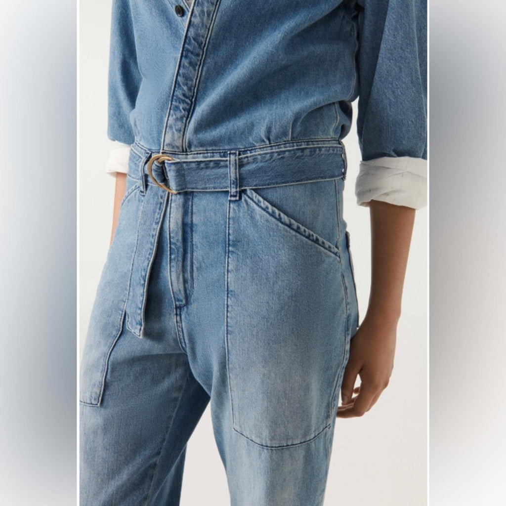 Ba&sh Combinaison Frida Denim Jumpsuit in Blue, Size L New w/Tag