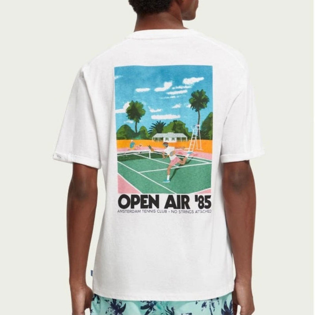 Scotch & Soda Sporty Relaxed Fit Artwork Tee, Organic Cotton & Linen Size S NWT