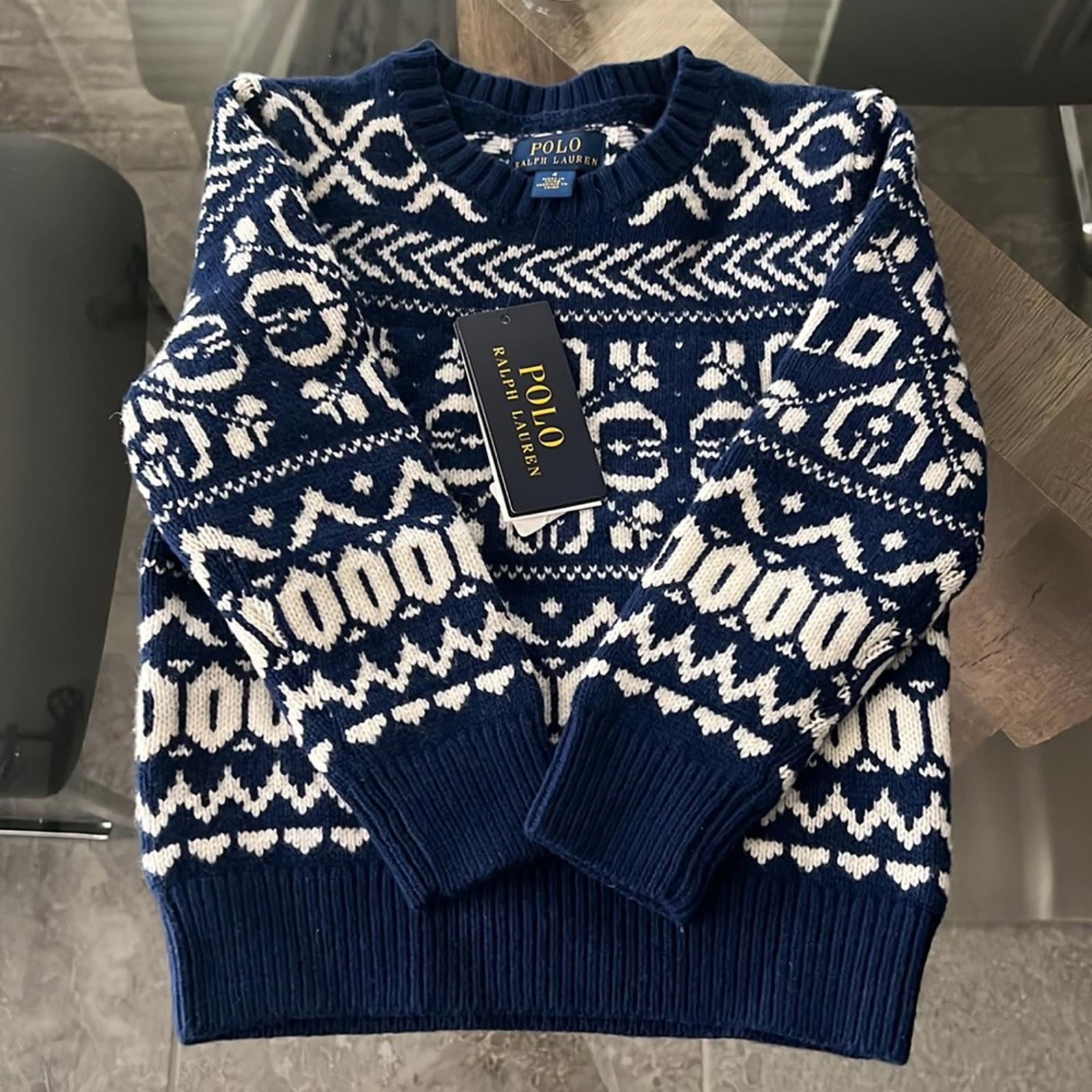 Polo Ralph Lauren Boy's Fair Isle Wool Sweater Multi Navy, Size 4 New w/Tag