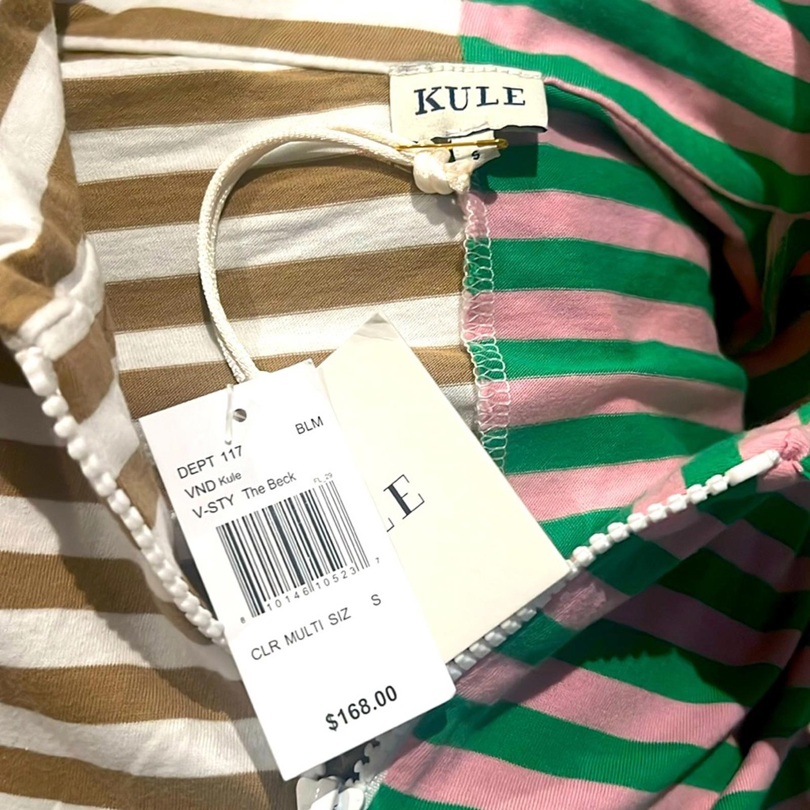Kule The Beck Zip Neck Top Sweatshirt in Green Multi, Size S New w/Tag $168
