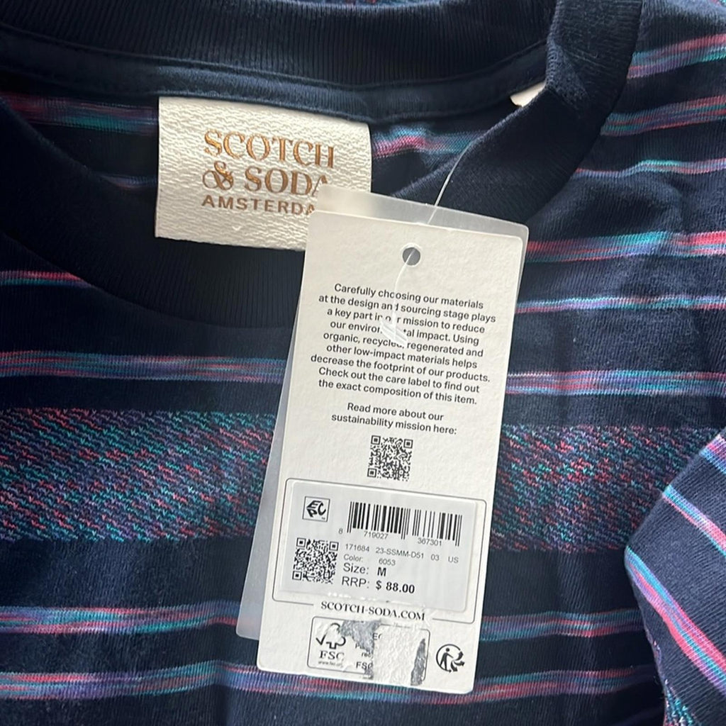 Scotch & Soda Structured Stripe Tee, Size M New w/Tag