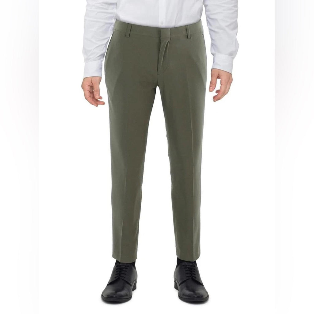 Perry Ellis Men’s Skinny Fit Lightweight Dress Pants in Olive Green, Size 32x29