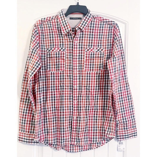 7Diamonds Checkered Button Up Shirt in White/ Navy / Red, NEW, Size XL