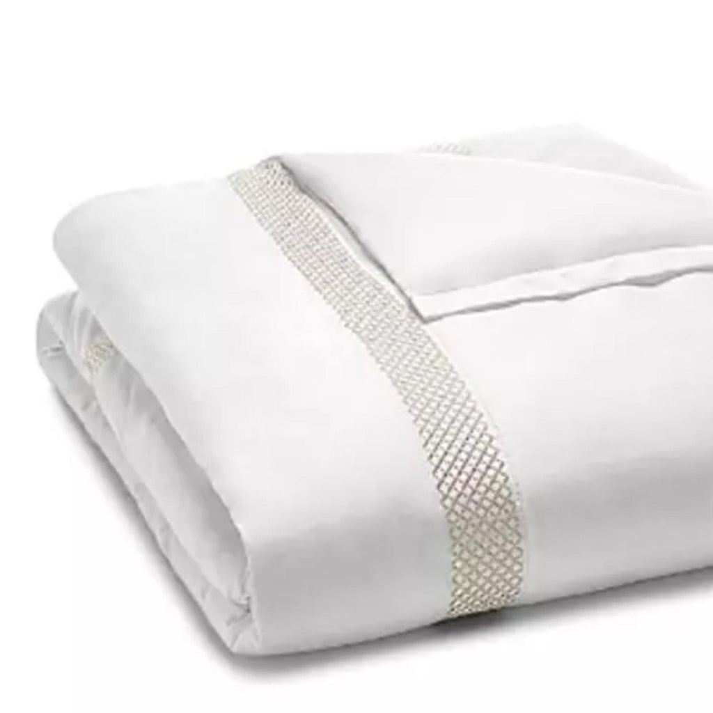 Hudson Park Collection 500TC Embroidered Geo Duvet Cover, Pima Cotton NWT $340
