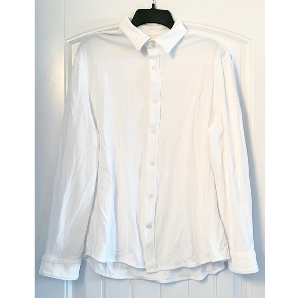 EXPRESS Cotton Textured Button Front Shirt in White, Size L (16-16.5) EXCELLENT!