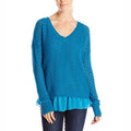 Prana Ellery V-Neck Oversized Sweater in Mosaic Blue, Size S, New w/Tag