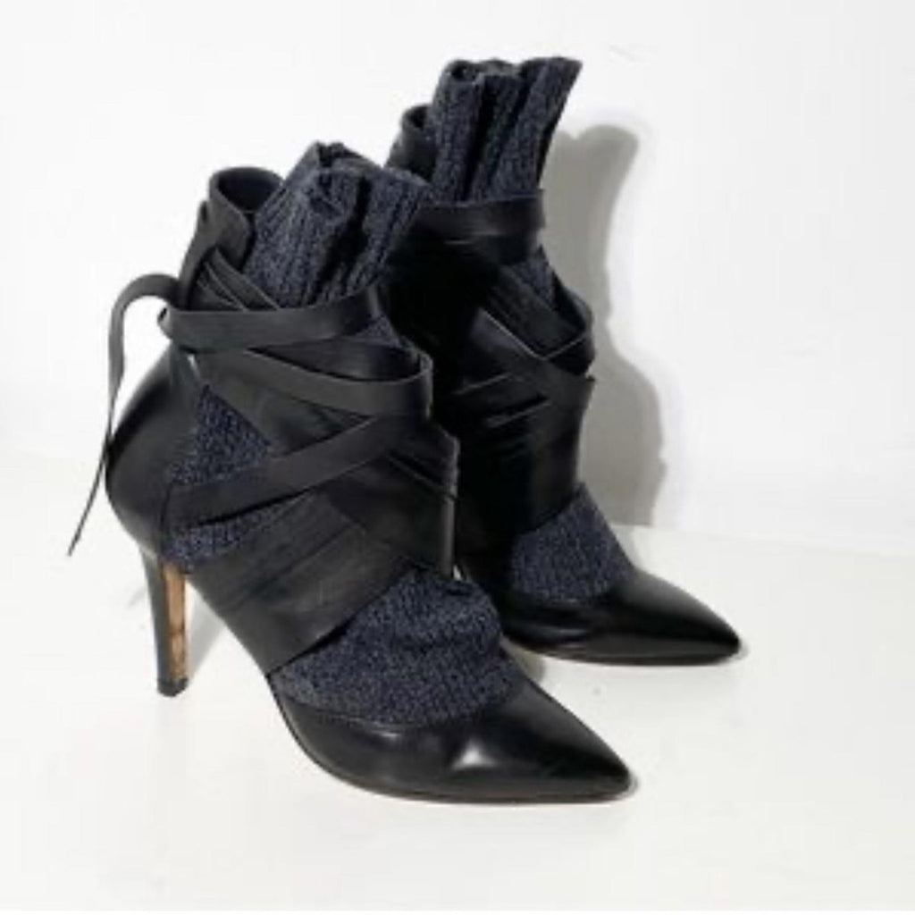 IRO Leather & Knit Sock Booties, Black Size FR41 | EU38 New in Box Retail 345 €
