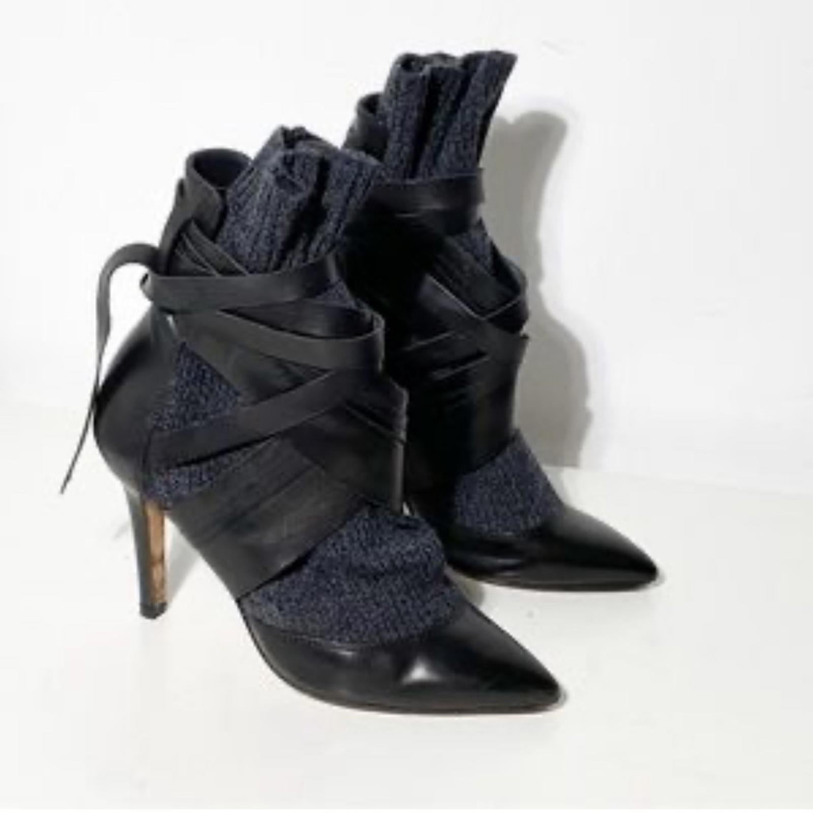 IRO Leather & Knit Sock Booties, Black Size FR41 | EU38 New in Box Retail 345 €