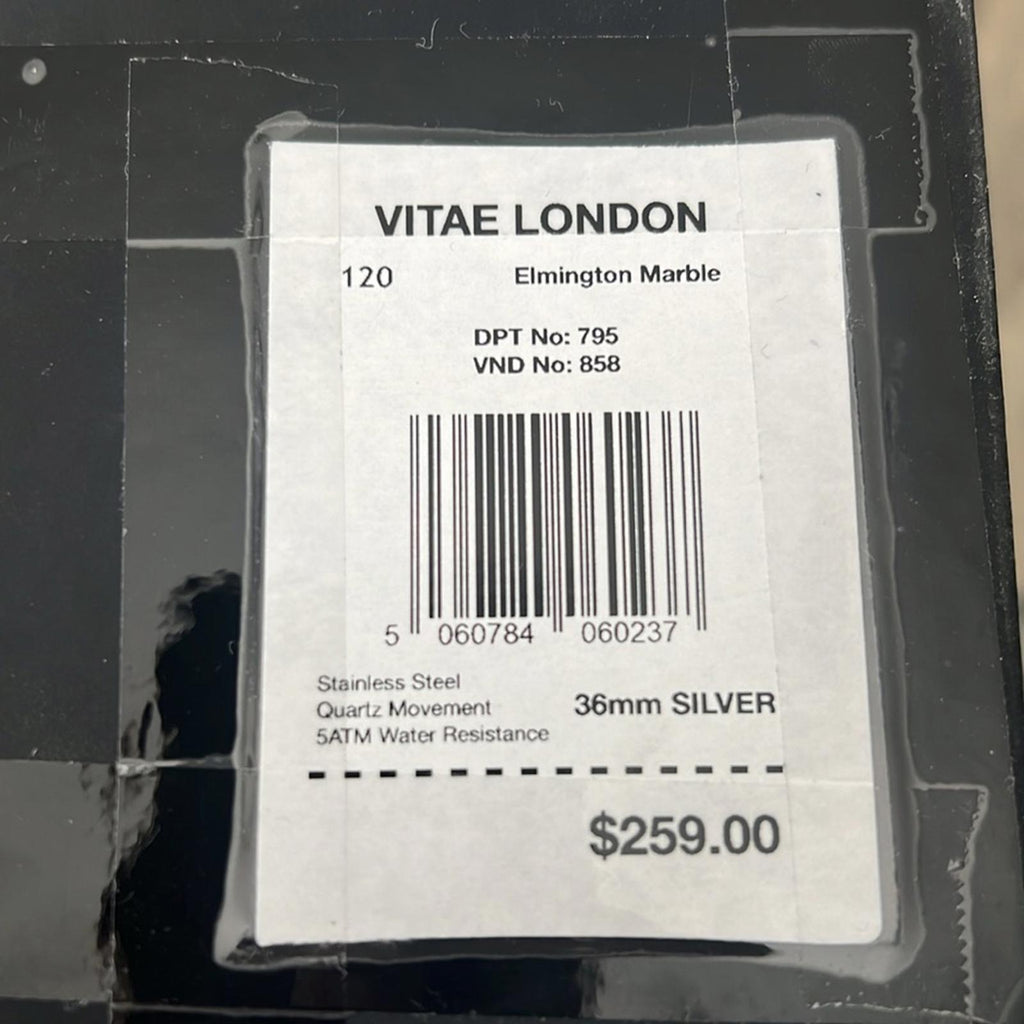 Vitae London Elmington Stainless Steel Bracelet Watch 36mm Silver New w/Tag $259