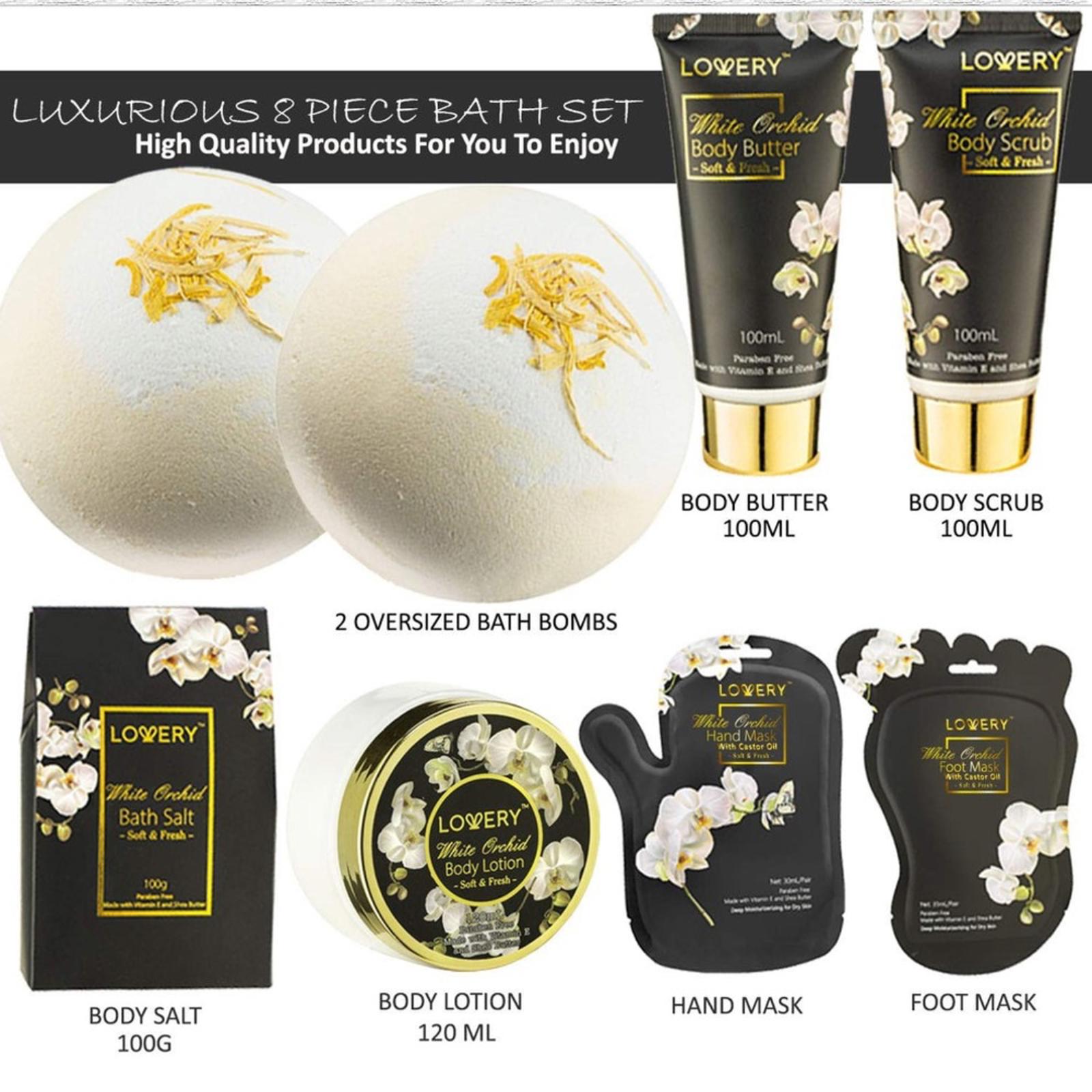 LOVERY White Orchid Bath Gift Set -11-Piece Handmade Spa Kit NEW w/Tag