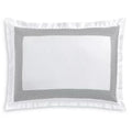 Hudson Park Collection Embroidered Geo King Sham 500 Thread Count White/Charcoal