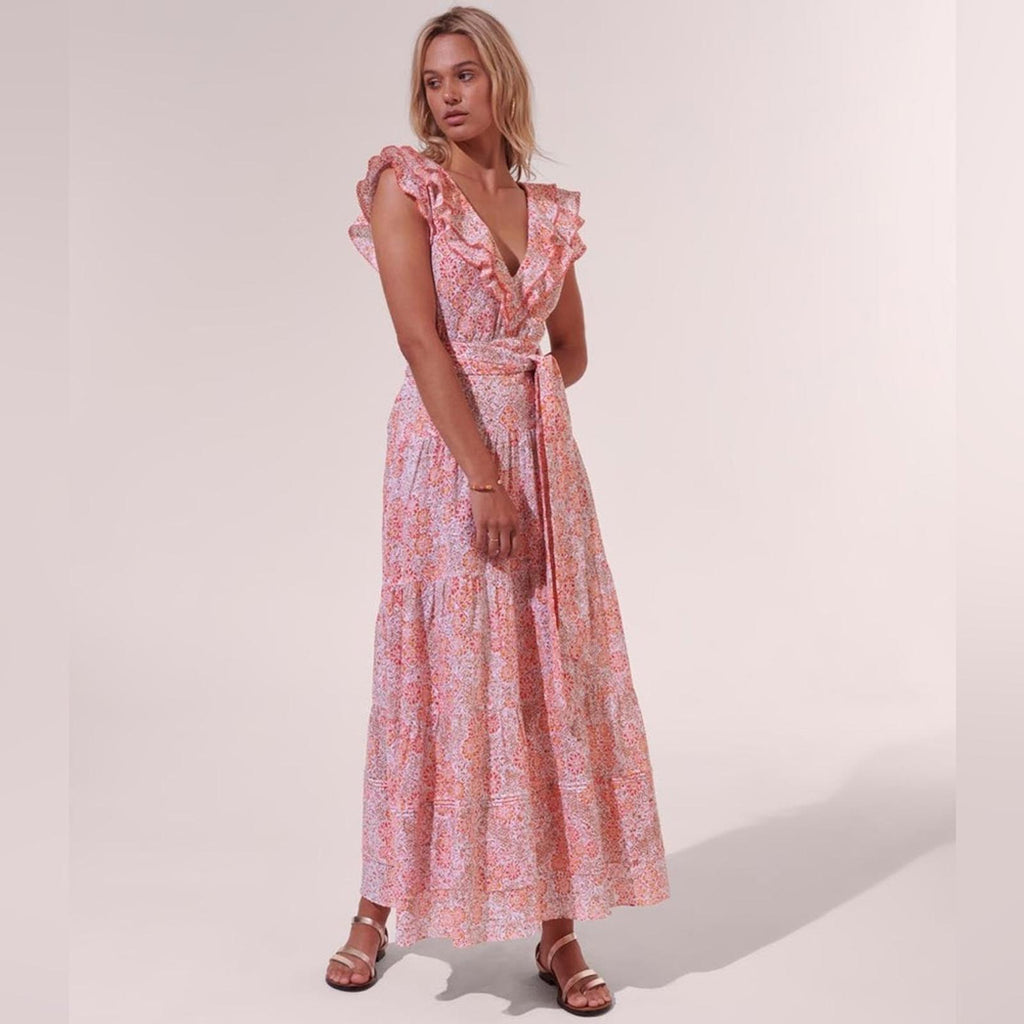 Poupette St Barth Della Long Dress, Pink Ceramique Size L New w/Tag
