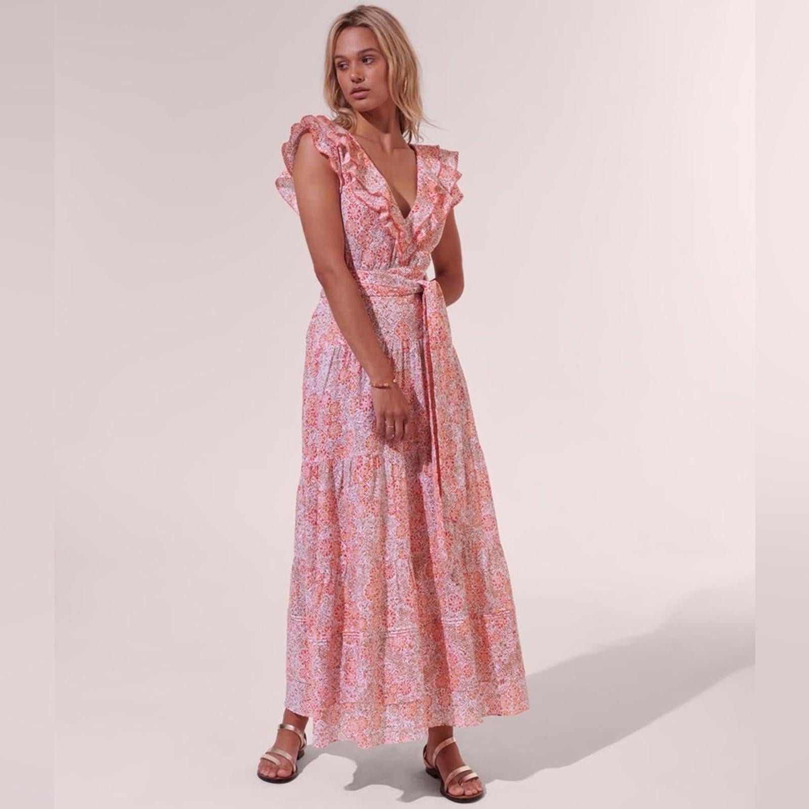 Poupette St Barth Della Long Dress, Pink Ceramique Size L New w/Tag