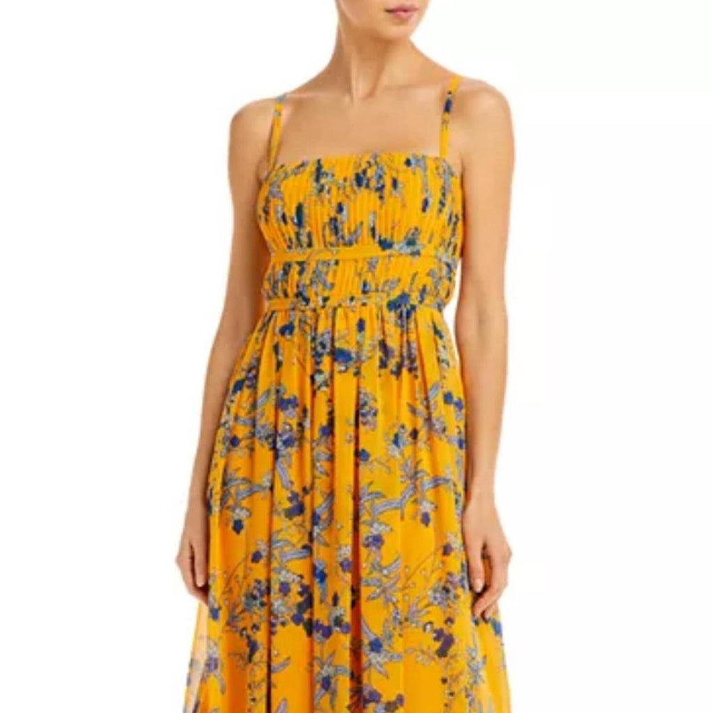 Aqua Bloomingdale’s Square Neck Evening Dress in Apricot, Size S New w/Tag $298