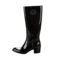 GUCCI Interlocking G Rubber Mid-Calf Rain Boots, Black Size 37 EXCELLENT!