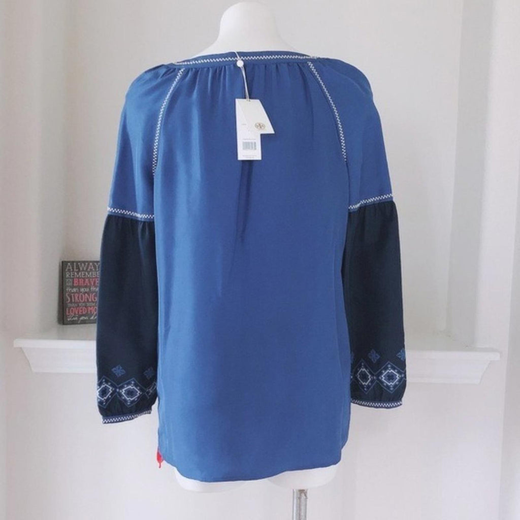 NWT Tory Burch Katya Tunic 100% Silk, in Jewel Blue Size 4 / Small Retail $350