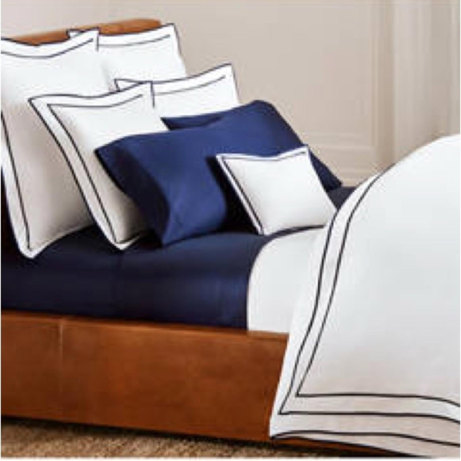 Lauren Ralph Lauren Spencer Sateen Border King Duvet Cover in White/Navy NEW