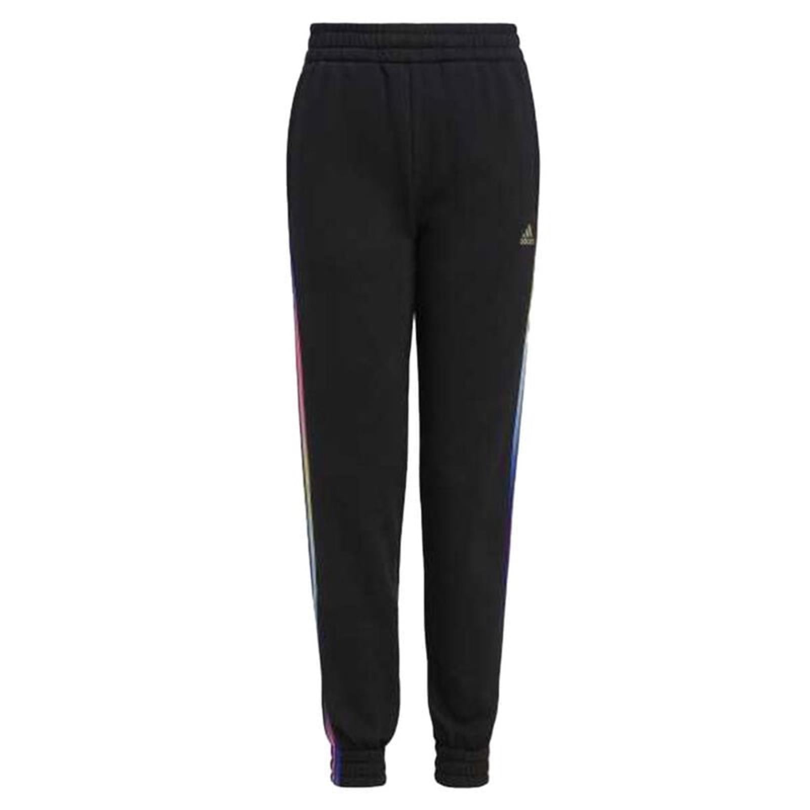 Adidas Girls' Fleece Jogger in Black with Multicolor Stripes, NWT, Size L/14