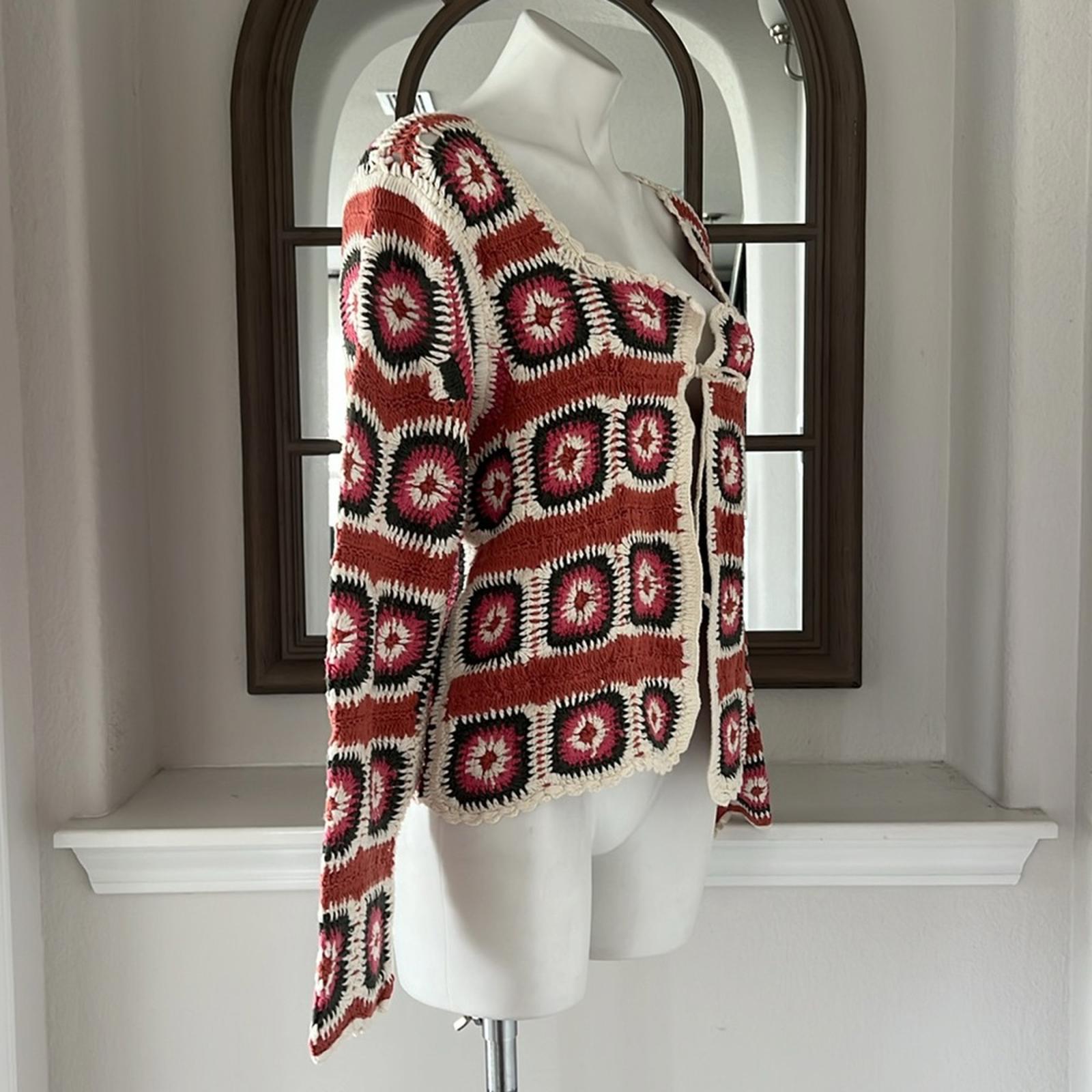 Lucky Brand Geo Crochet Cardigan, NWT, Size L