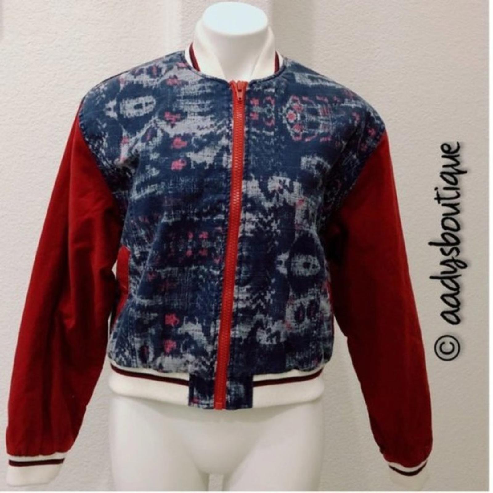 Free People Bomber Jacket, Chambray Navy Electric Cotton Linen Denim Size S NWT
