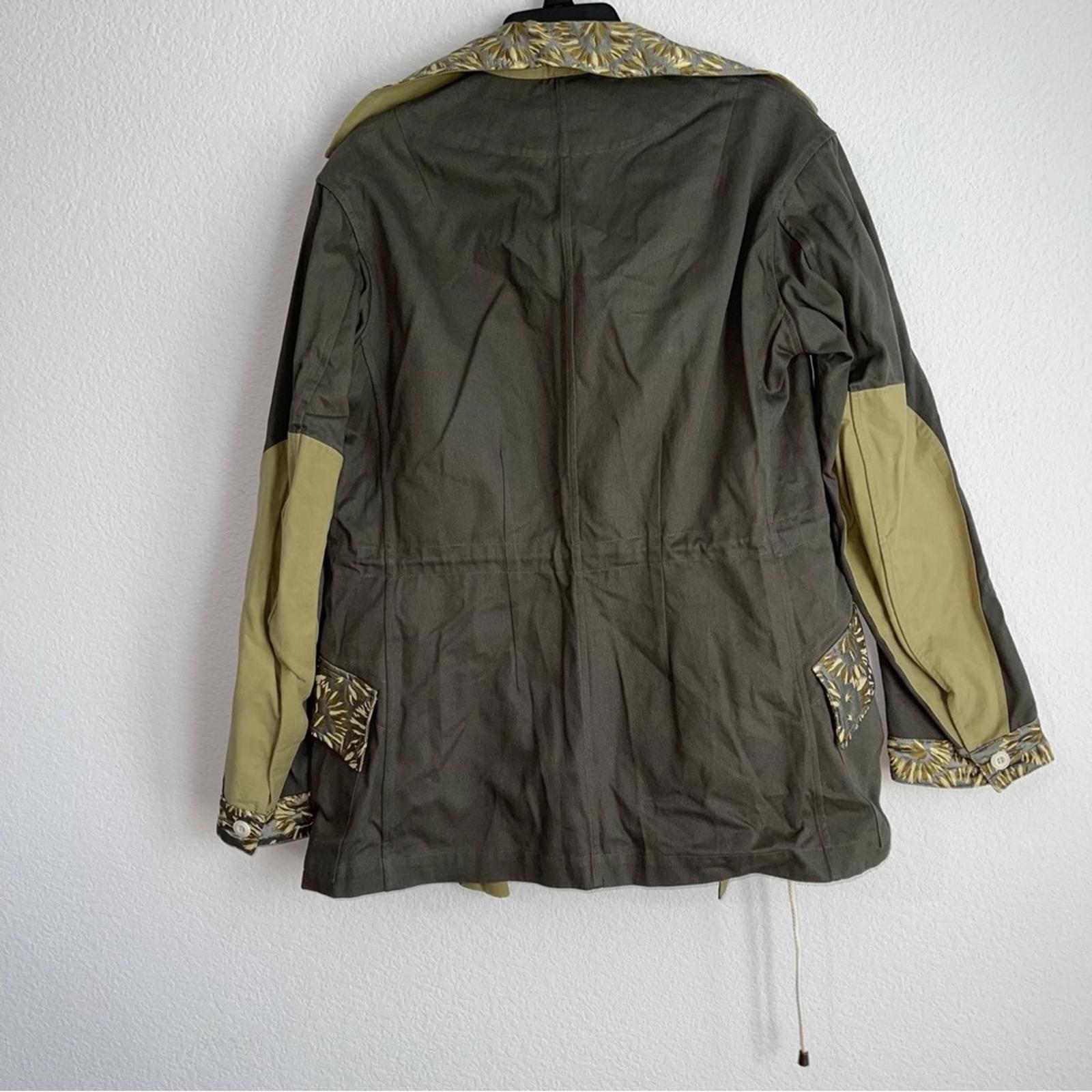 Nicholas Daley Field Jacket Khaki Mix Button Front Point Collar Size S NWT $765