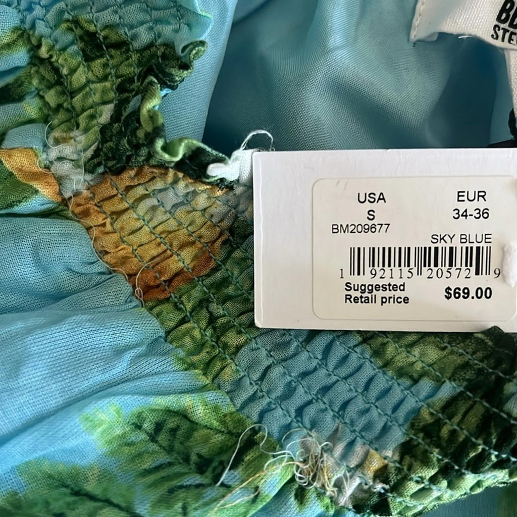 BB Dakota Juicy Mini Tiered Skirt in Sky Blue, Size S New with Tag