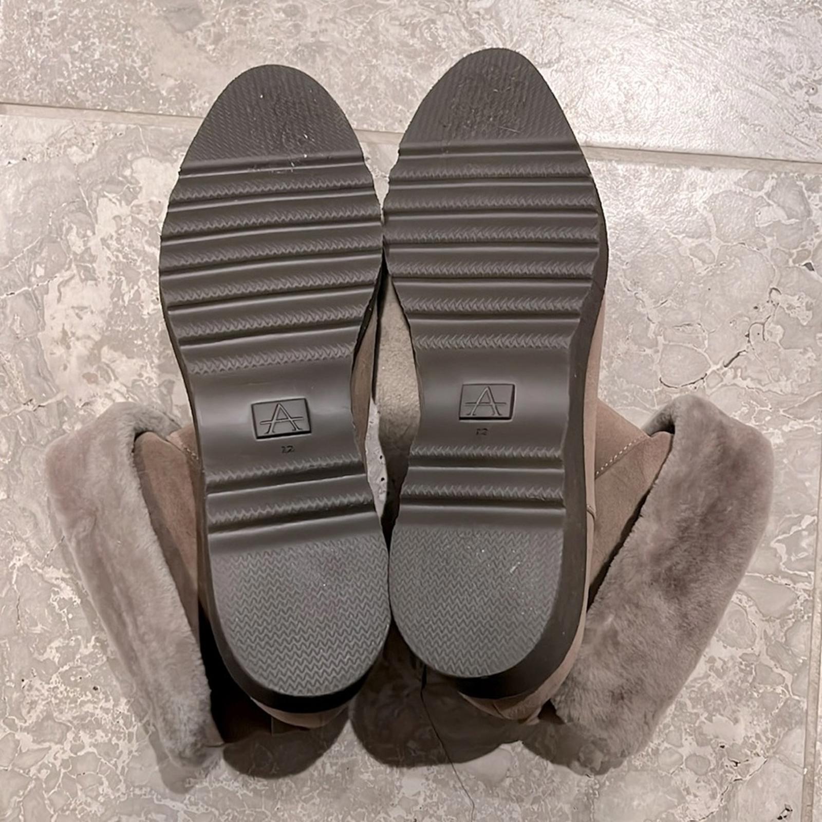 Aquatalia Kimberly Weatherproof Suede & Shearling Booties, Size 12 Made in Italy