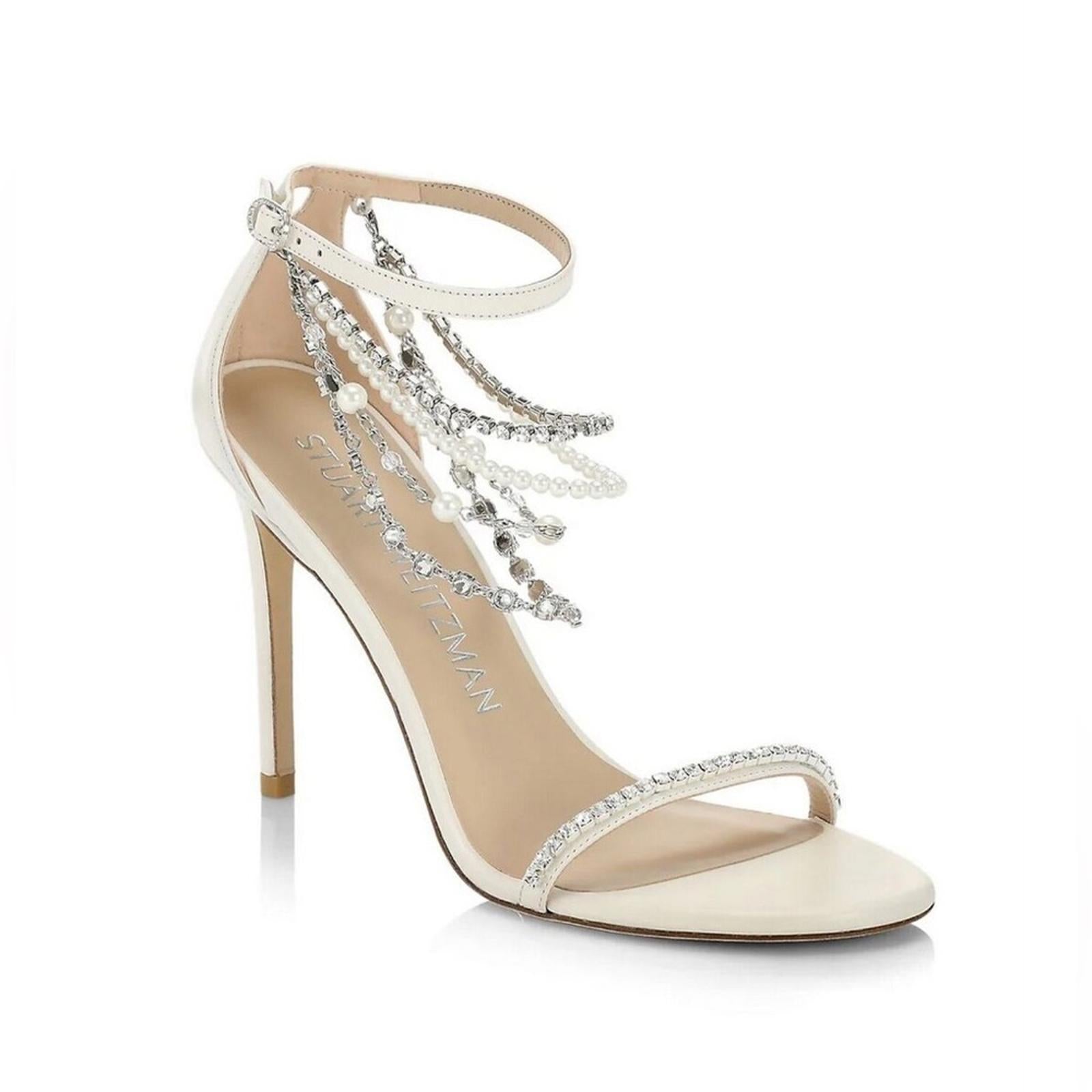 Stuart Weitzman Nudist High Heel Sandals in White, Size 7 NEW + DustBag $595