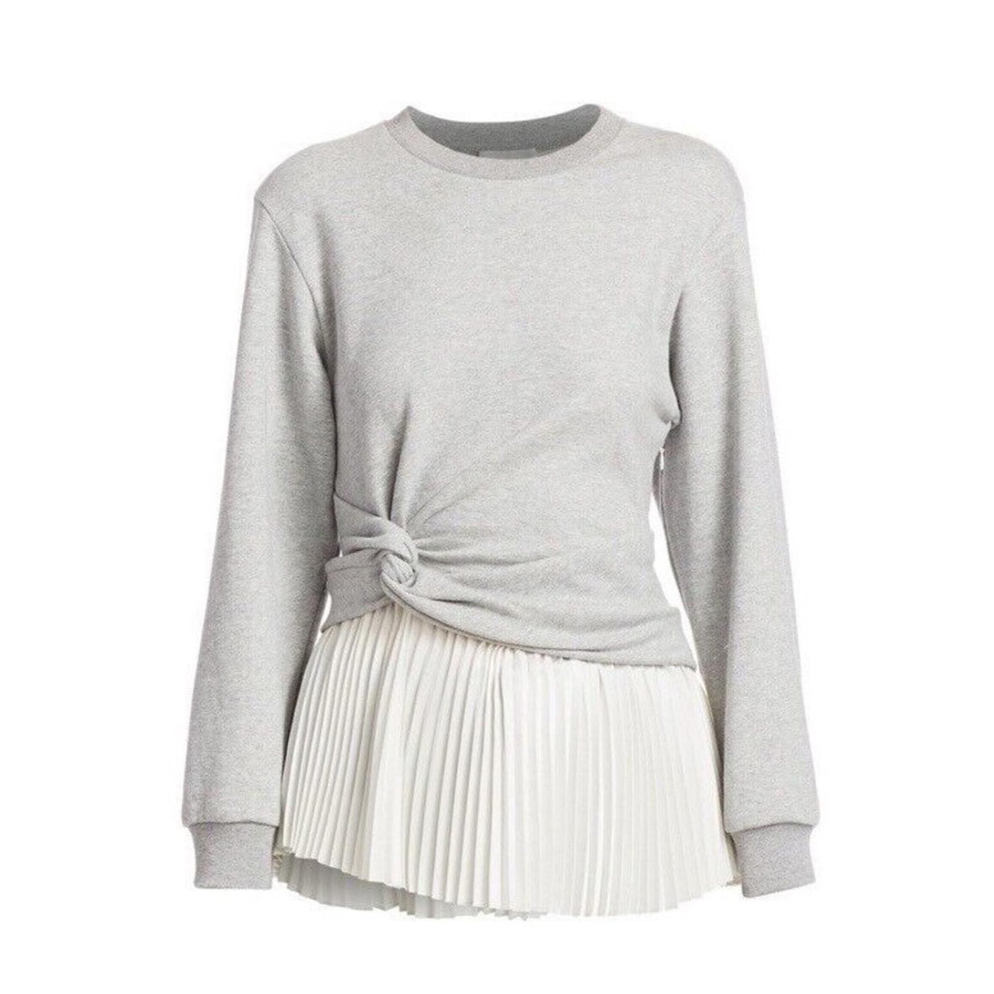 3.1 Phillip Lim Twist Detail Pleated Peplum Long-Sleeve Top, NEW, Size S