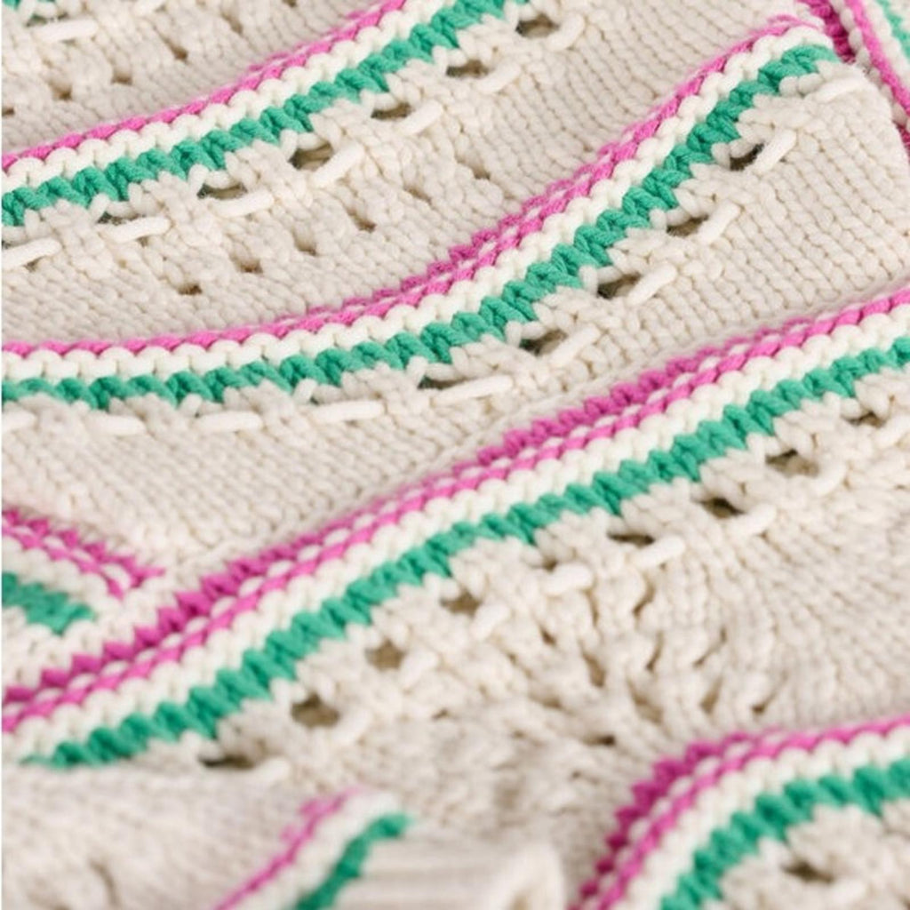 ba&sh Ecru Hicham Jumper Stripe Pointelle Sweater, Ivory Size XS Retail $336