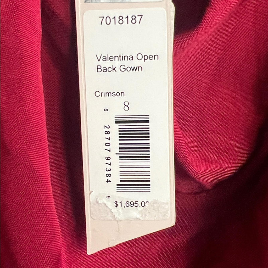 Et Ochs Valentina Open Back Gown Halter Evening Dress, Crimson, Size 8 NWT $1695
