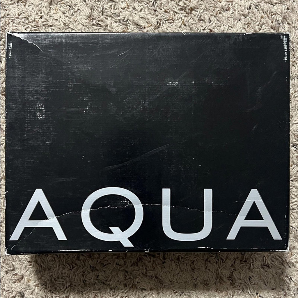 Aqua SWEET Faux Leather Square Toe Block Heel Sandals, Size 8.5, NEW in Box
