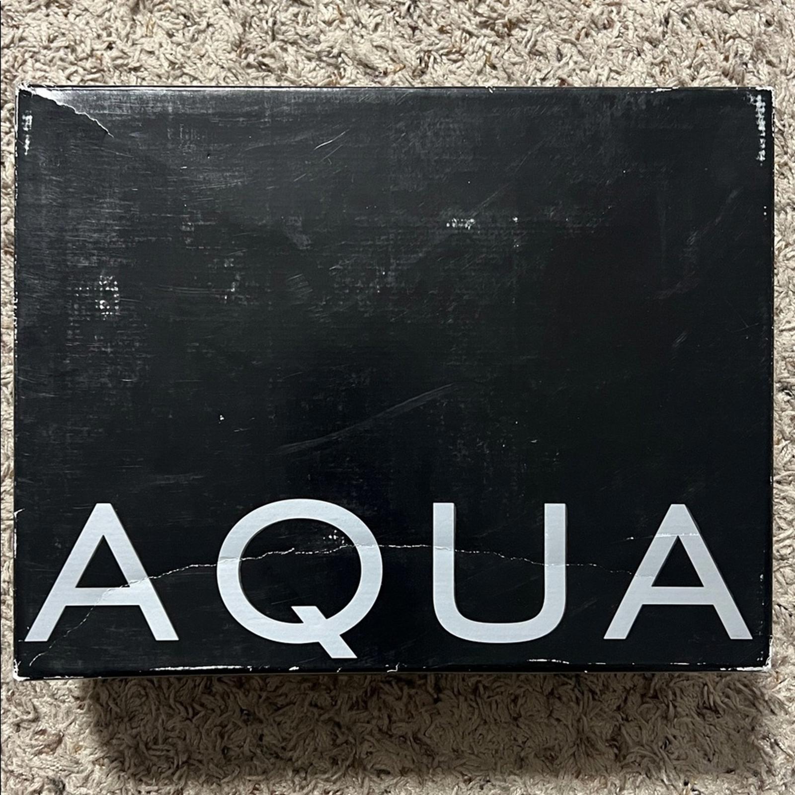 Aqua SWEET Faux Leather Square Toe Block Heel Sandals, Size 8.5, NEW in Box