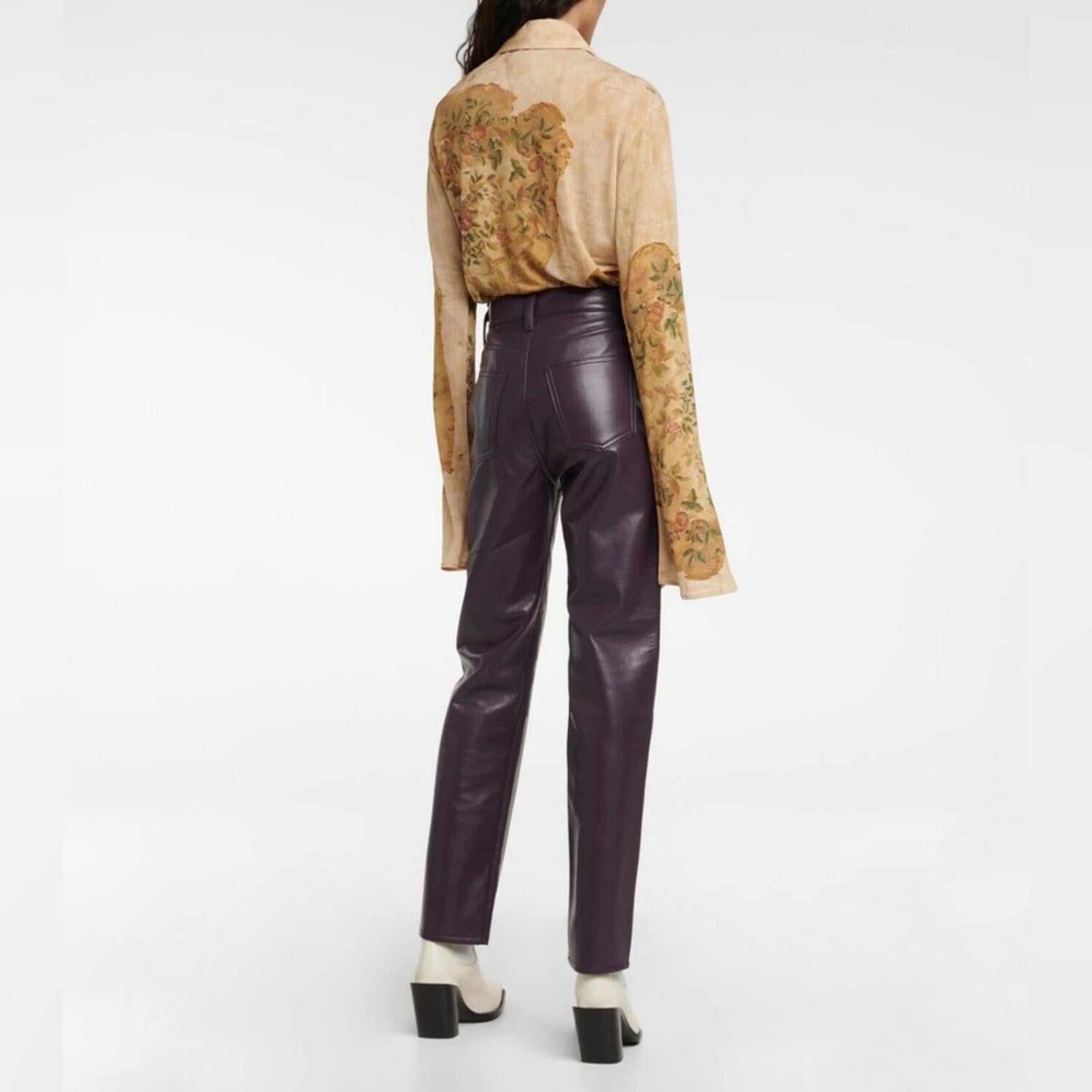 Agolde 90s Pinch Waist High Rise Straight Recycled Leather Jeans, NWT, Size 27