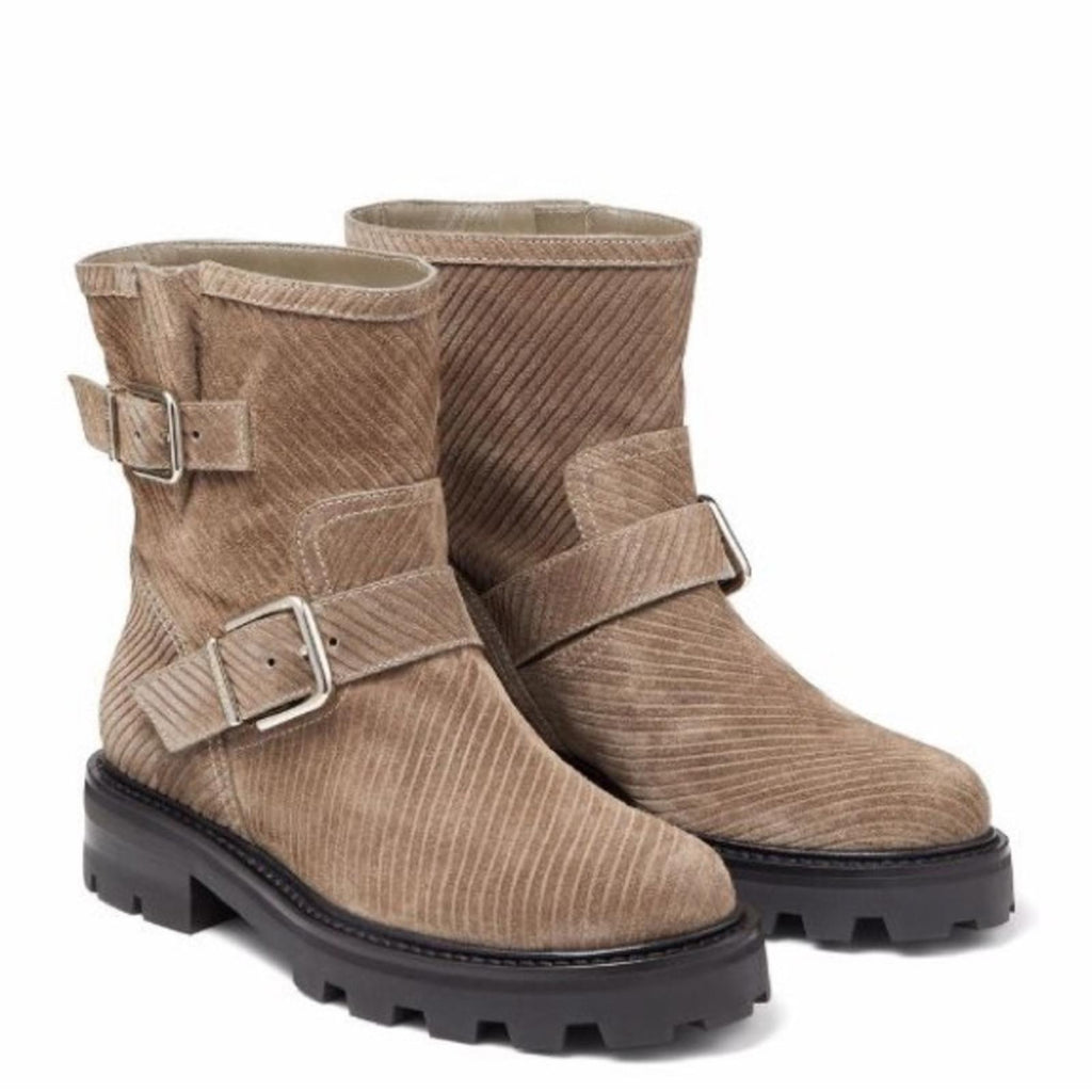 NEW Jimmy Choo Youth II Corduroy Suede Boots, Brown/Clay Size 37.5 New in Box