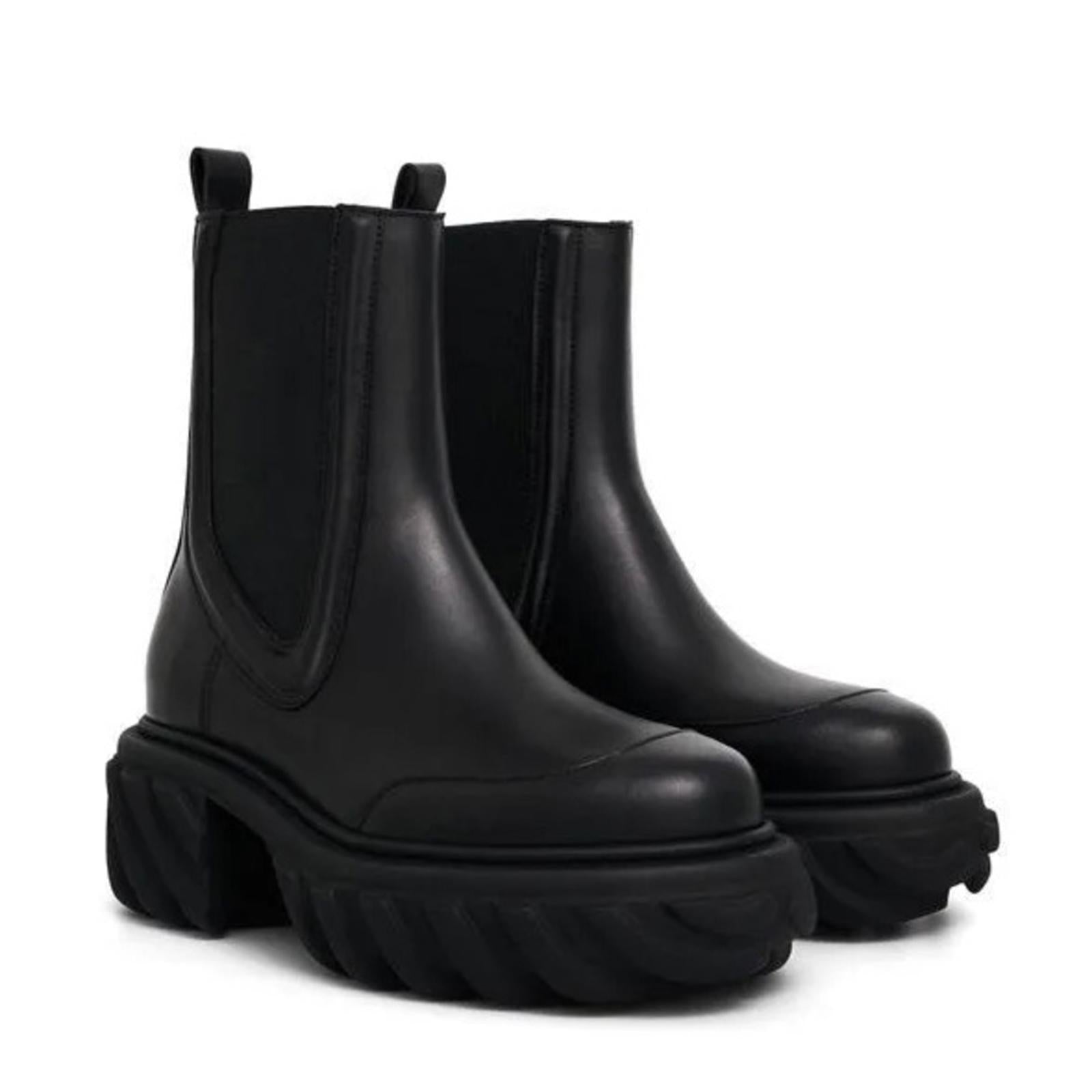 Off-White Black Tractor Motor Leather Boots, NWT, Size 38