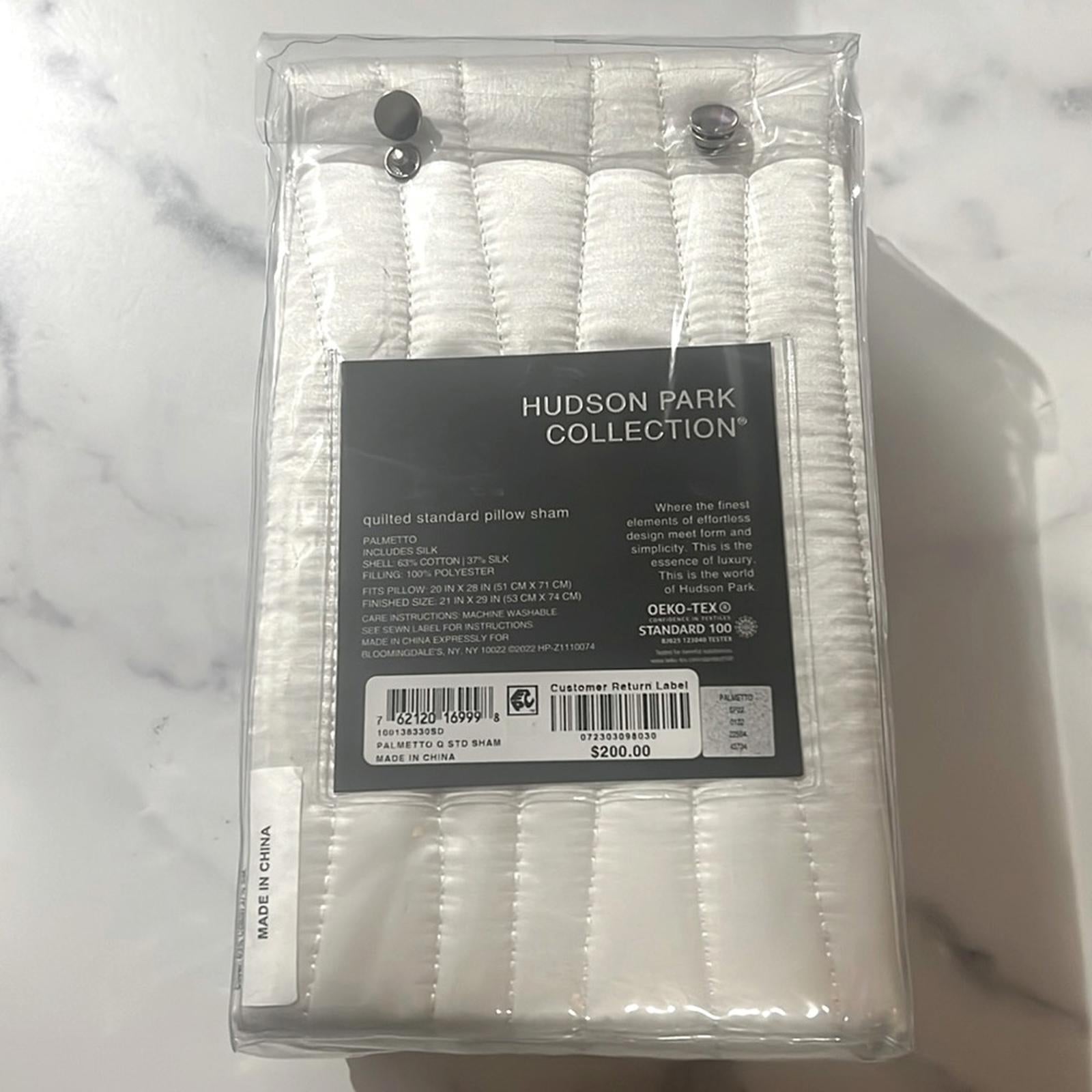 Hudson Park Collection Palmetto Cotton Silk Quilted Standard Sham White NWT $200