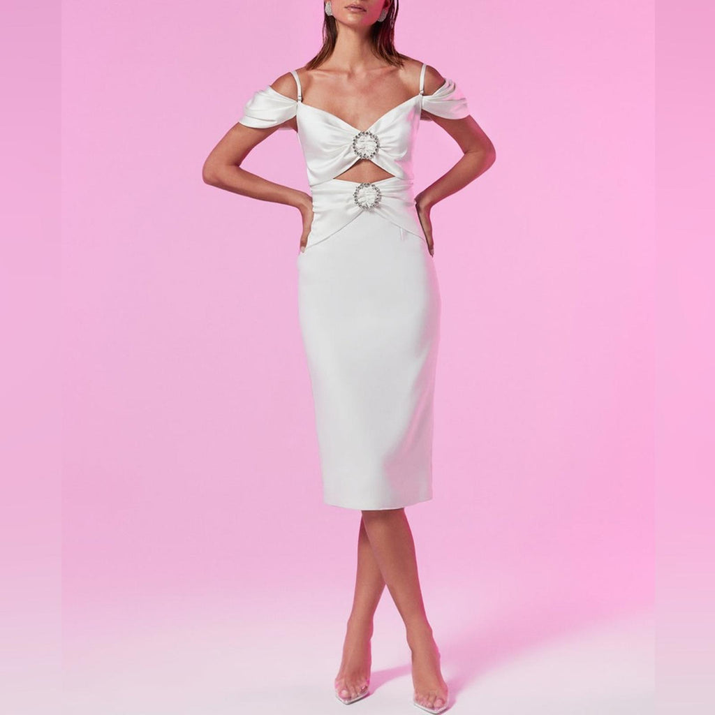 GiGii’s Luminary Reflection June Dress w/Swarovski Stone Details, White XS NWT