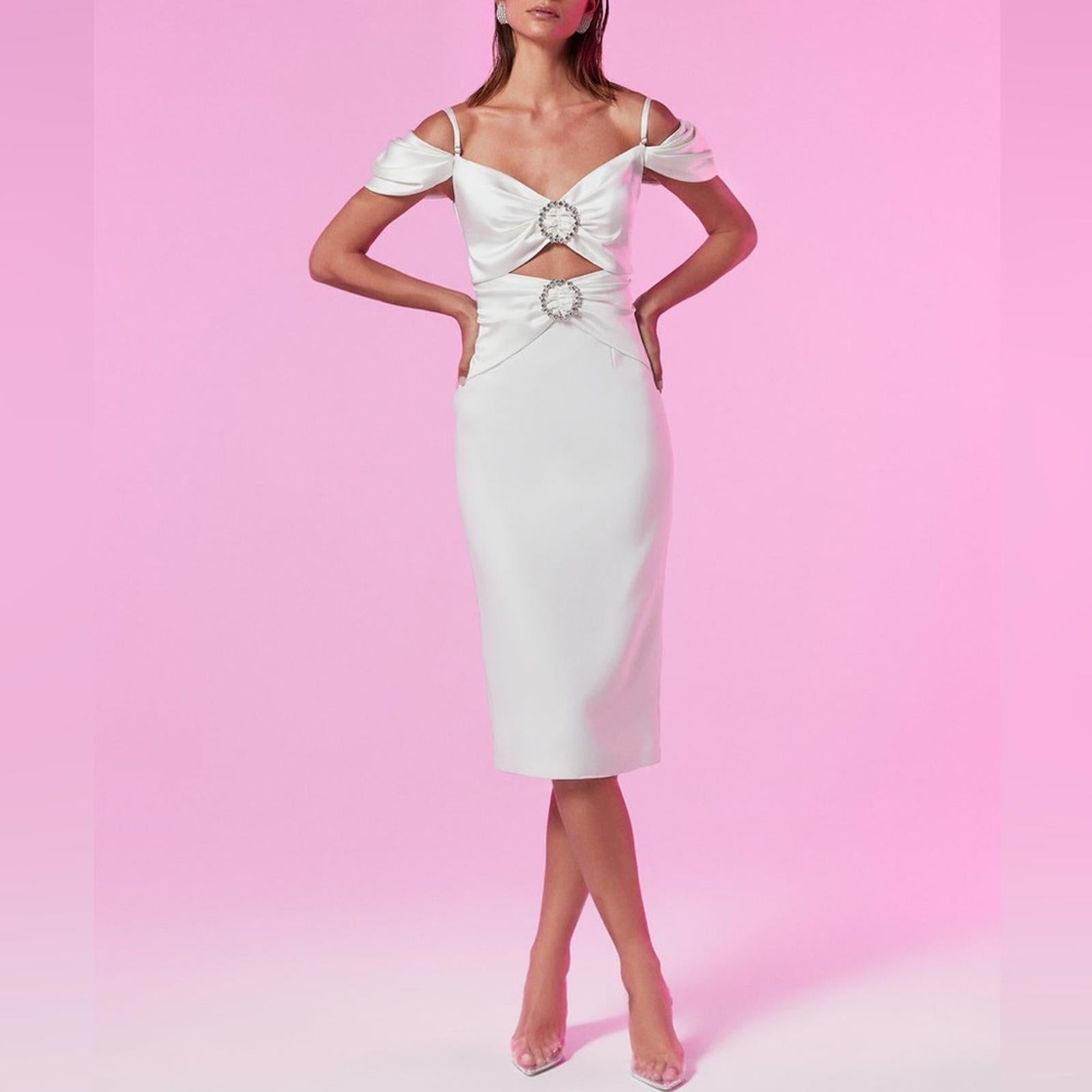GiGii’s Luminary Reflection June Dress w/Swarovski Stone Details, White XS NWT