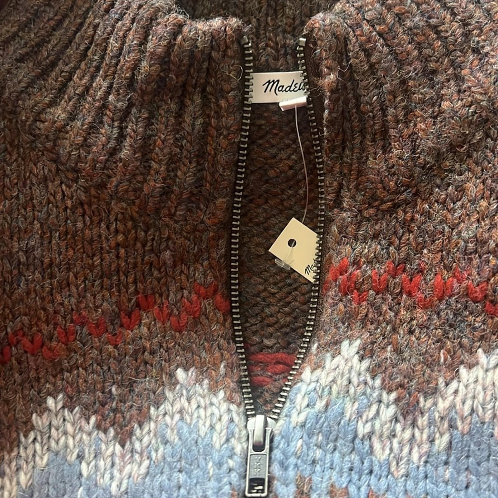 Madewell Stowe Fair Isle Half-Zip Sweater, Size XL New w/Tag