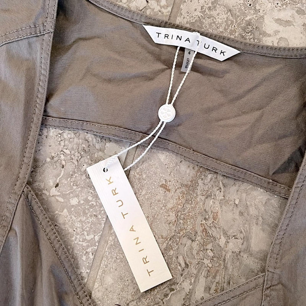 Trina Turk OLIVE Romper Finley Zip Front, Size 4 New w/Tag