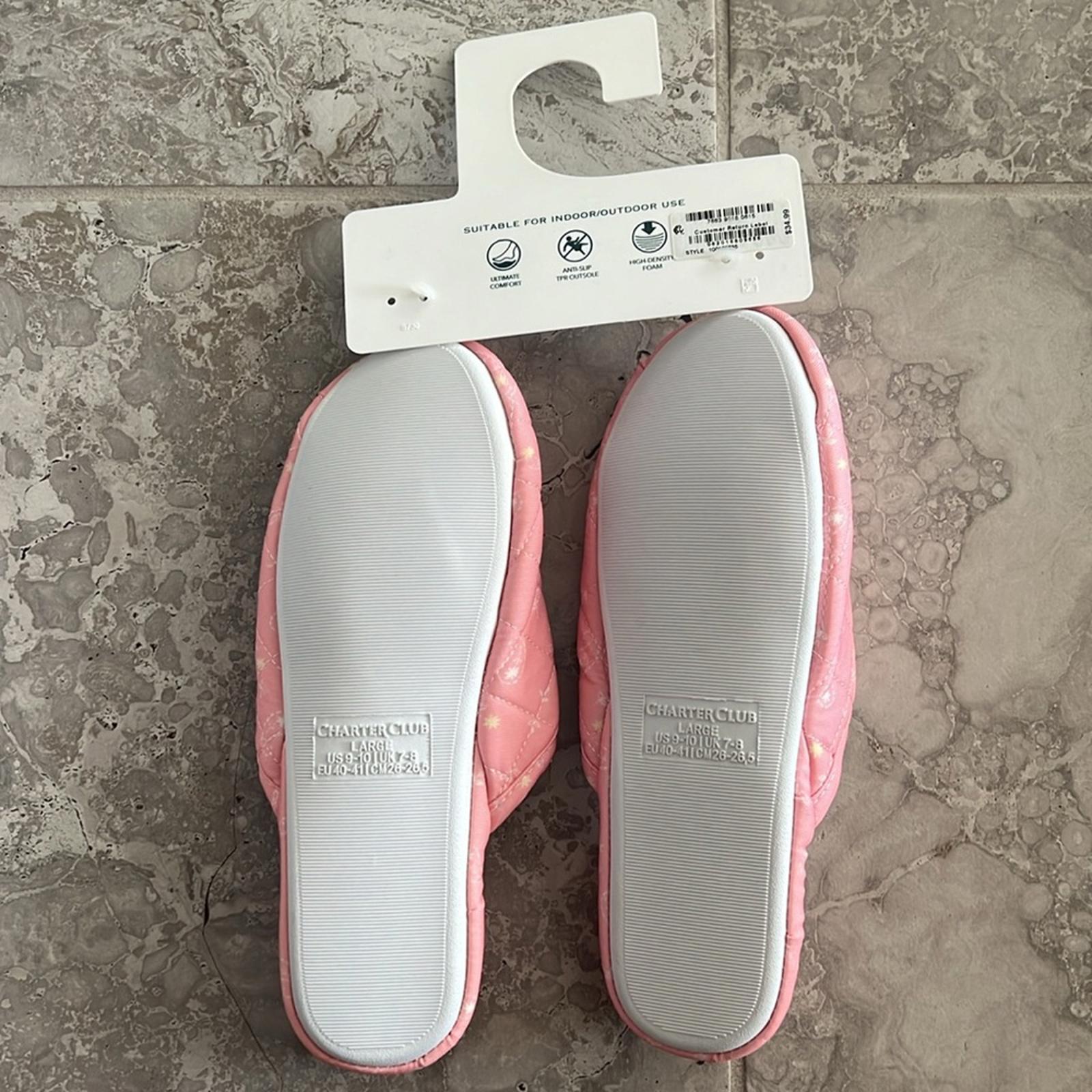 New Charter Club Quilted Paisley Floral Slippers in Pink , NWT, Size L US 9-10