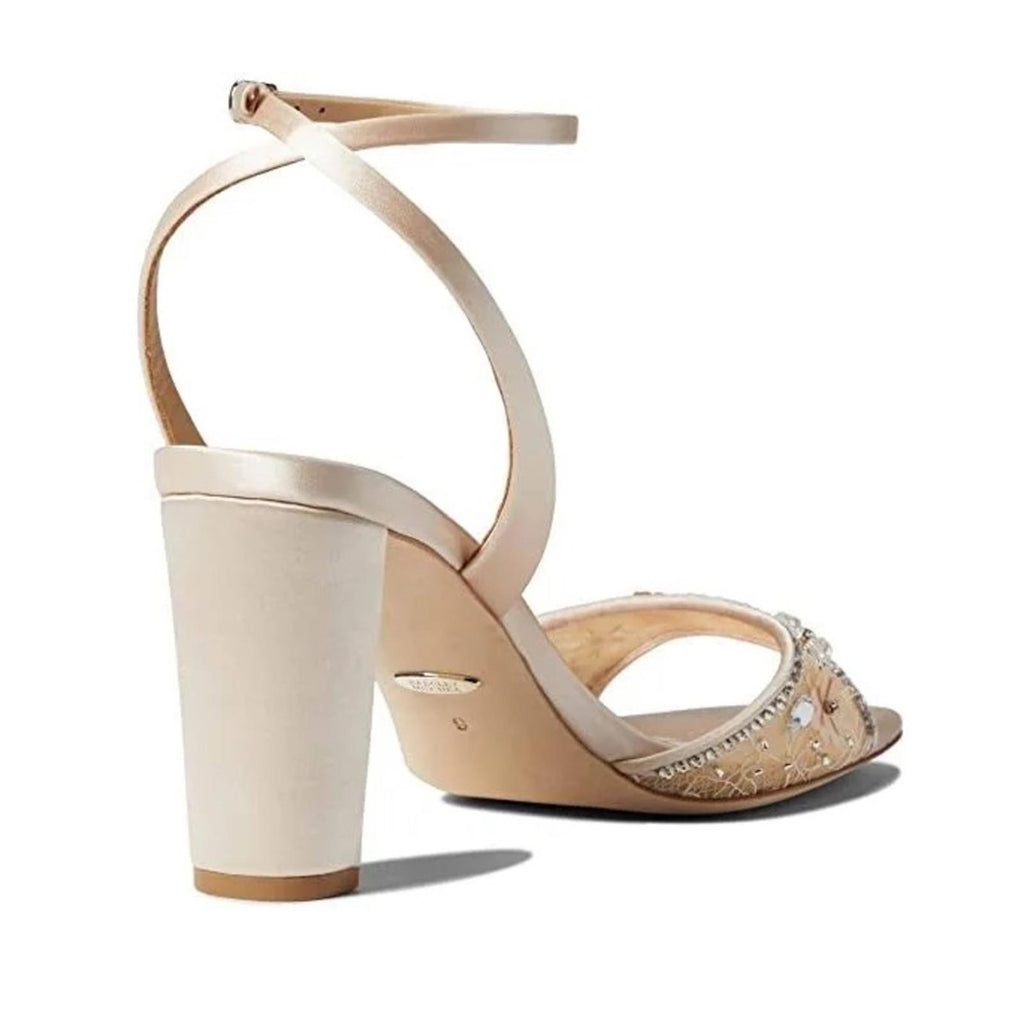 NWT Badgley Mischka Tayten Satin and Mesh Sandals with Crystals Size 10 +DustBag
