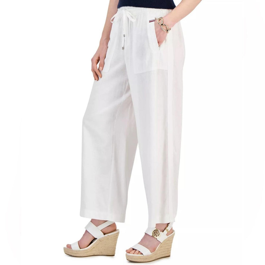 Tommy Hilfiger Linen-Blend Drawstring-Waist Straight-Leg Pants Size XL NWT $89.5
